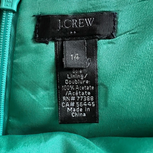 J. Crew 100% Silk Green / Teal Paisley Strapless Boho Dress Women’s Size 14 - Picture 10 of 11